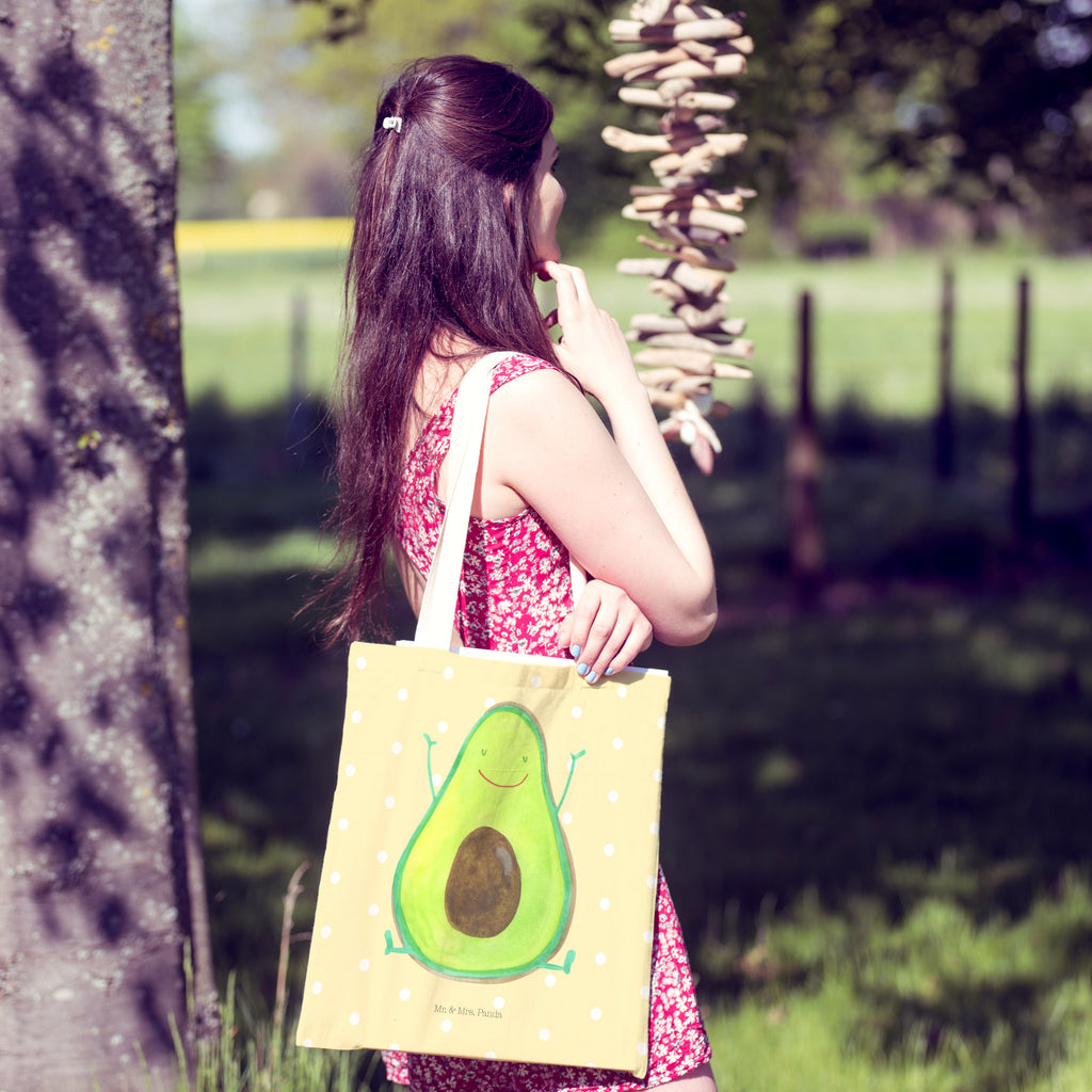 Einkaufstasche Avocado Happy Tragetasche, Tasche, Beutel, Stofftasche, Baumwolltasche, Umhängetasche, Shopper, Avocado, Veggie, Vegan, Gesund, Chaos