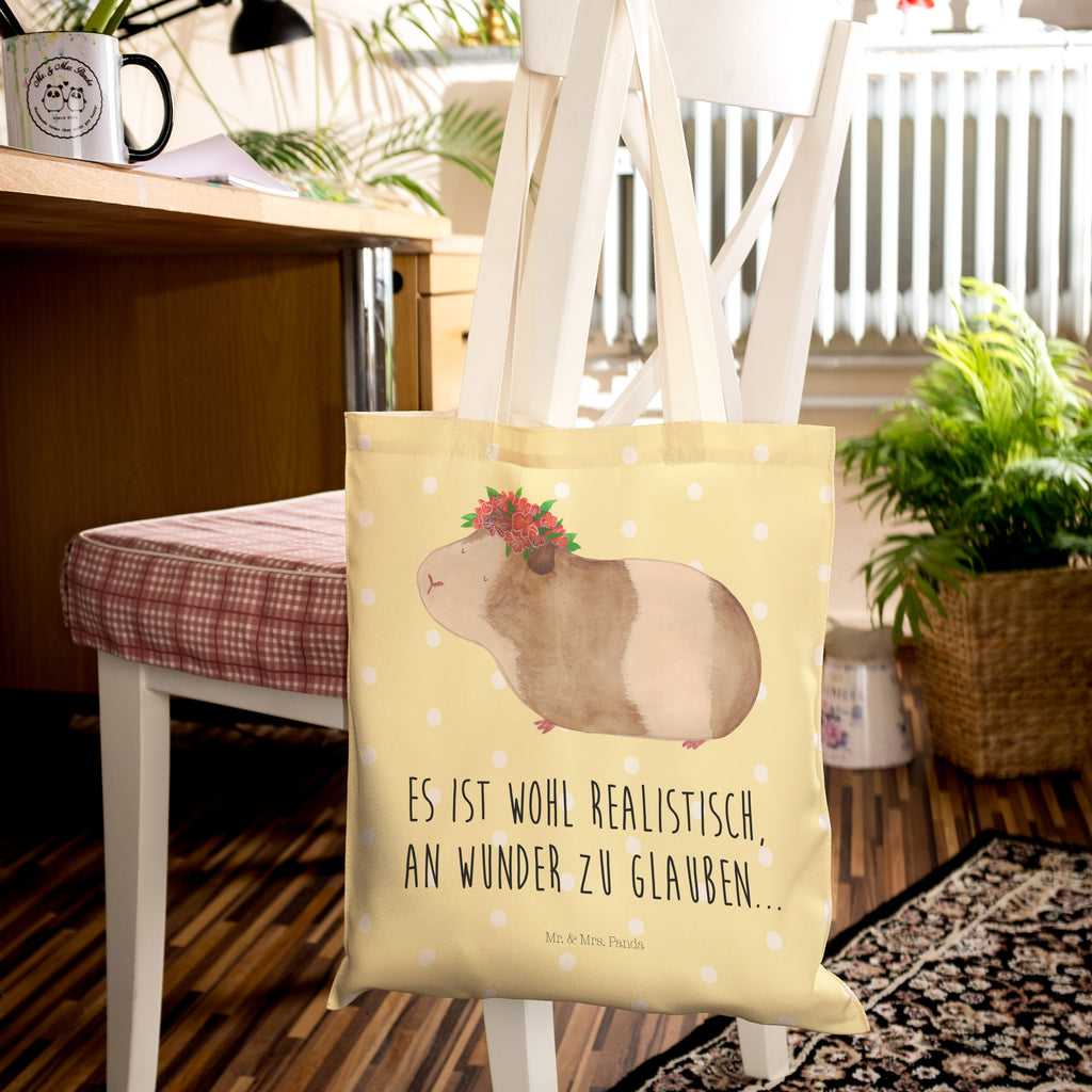 Einkaufstasche Meerschweinchen weise Tragetasche, Tasche, Beutel, Stofftasche, Baumwolltasche, Umhängetasche, Shopper, Tiermotive, Gute Laune, lustige Sprüche, Tiere, Meerschweinchen, Meerie, Meeries, Wunder, Blumenkind, Realität, Spruch, Weisheit, Motivation, Wunderland