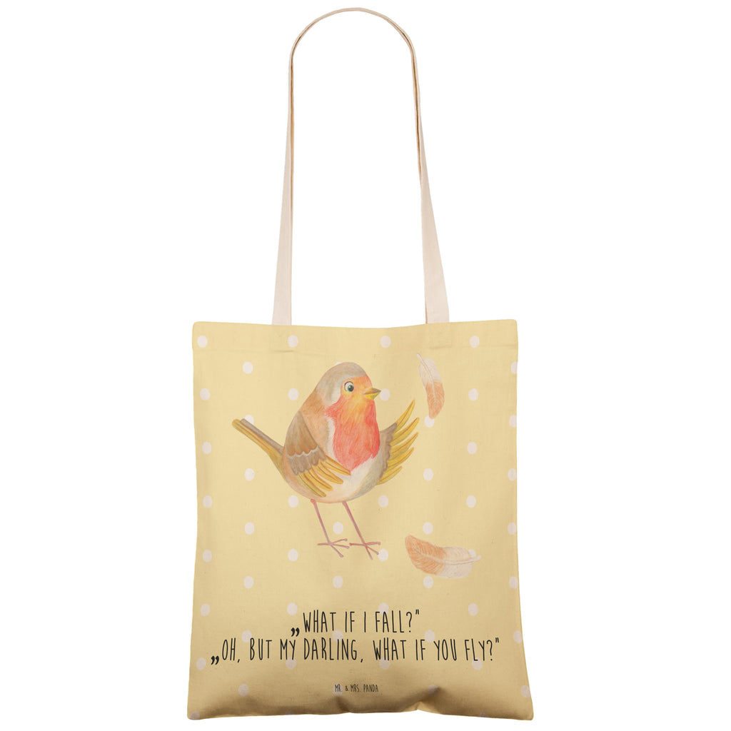 Einkaufstasche Rotkehlchen mit Federn Tragetasche, Tasche, Beutel, Stofftasche, Baumwolltasche, Umhängetasche, Shopper, Tiermotive, Gute Laune, lustige Sprüche, Tiere, What if i fall, Rotkehlchen, Spruch Motivation, Spruch Mut, Vogel, Motivation Sprüche, Motivationsbilder, fliegen