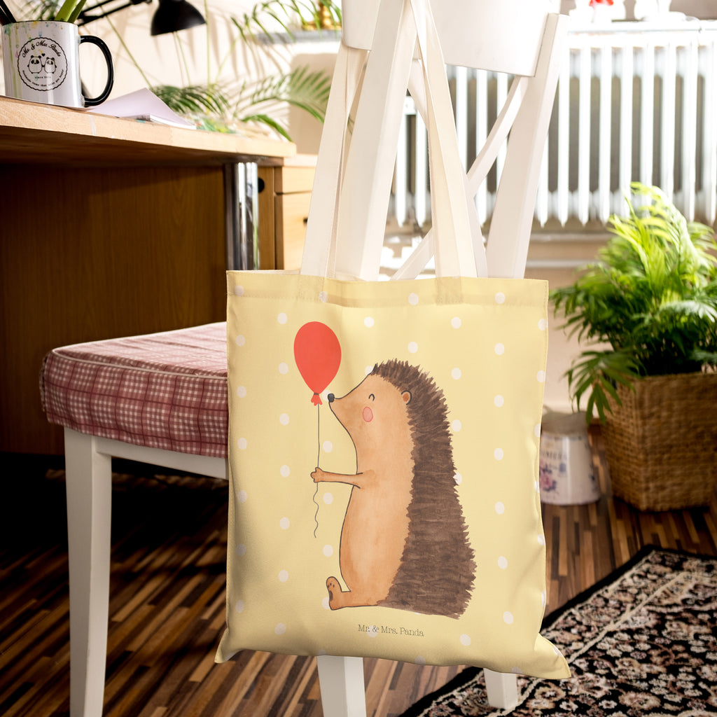 Einkaufstasche Igel mit Luftballon Tragetasche, Tasche, Beutel, Stofftasche, Baumwolltasche, Umhängetasche, Shopper, Tiermotive, Gute Laune, lustige Sprüche, Tiere, Igel, Geburtstag, Herzlichen Glückwunsch, Glückwunsch, Geburtstagskind, Ballon, Happy Birthday