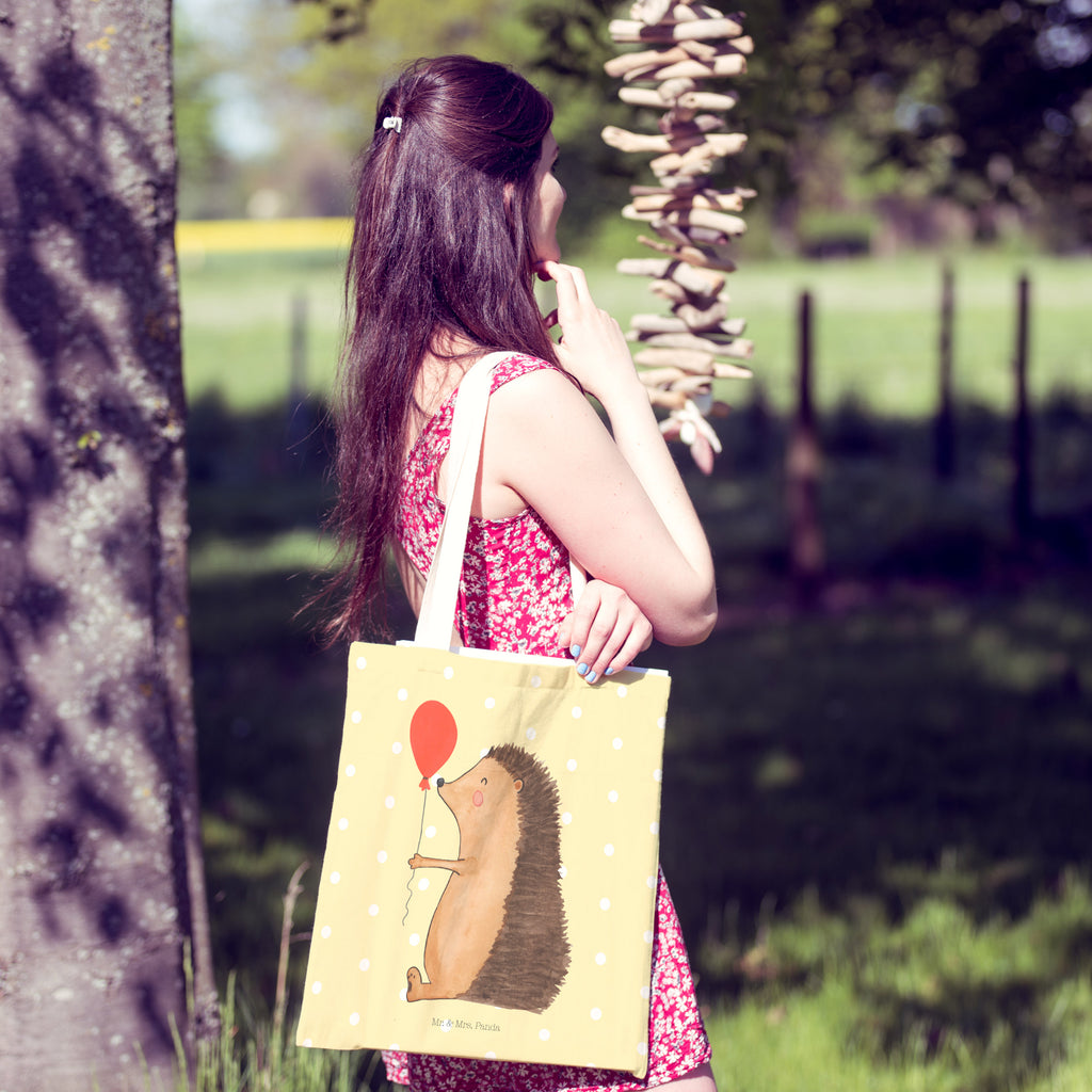 Einkaufstasche Igel mit Luftballon Tragetasche, Tasche, Beutel, Stofftasche, Baumwolltasche, Umhängetasche, Shopper, Tiermotive, Gute Laune, lustige Sprüche, Tiere, Igel, Geburtstag, Herzlichen Glückwunsch, Glückwunsch, Geburtstagskind, Ballon, Happy Birthday