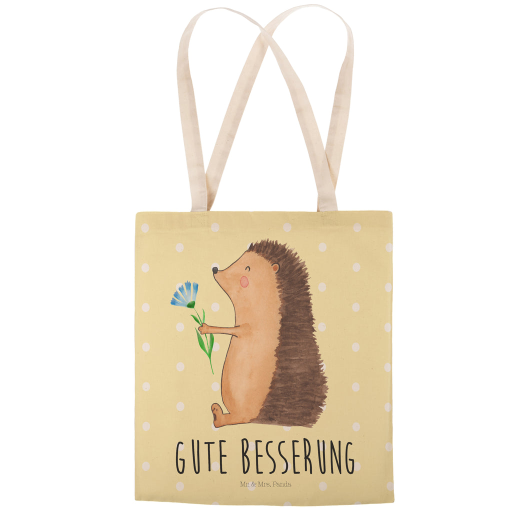 Einkaufstasche Igel mit Blume Tragetasche, Tasche, Beutel, Stofftasche, Baumwolltasche, Umhängetasche, Shopper, Tiermotive, Gute Laune, lustige Sprüche, Tiere, Igel, Gute Besserung, Genesungswünsche, Krankheit, Krankenhaus, krank, Besuch