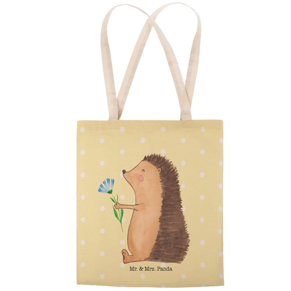 Einkaufstasche Igel mit Blume Tragetasche, Tasche, Beutel, Stofftasche, Baumwolltasche, Umhängetasche, Shopper, Tiermotive, Gute Laune, lustige Sprüche, Tiere, Igel, Gute Besserung, Genesungswünsche, Krankheit, Krankenhaus, krank, Besuch