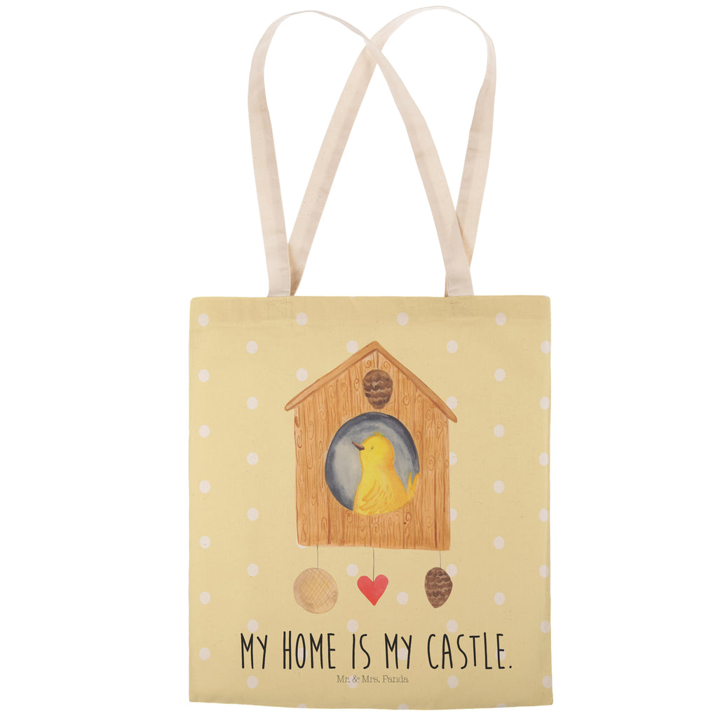 Einkaufstasche Vogelhaus Tragetasche, Tasche, Beutel, Stofftasche, Baumwolltasche, Umhängetasche, Shopper, Tiermotive, Gute Laune, lustige Sprüche, Tiere, Vogel, Vögel, Vogelhaus, Vogelhäuschen, Home sweet home, Zuhause, Nest, Eigenheim, Familie, Wohnung, Haus, unser Haus, Lieblingsort, Castle