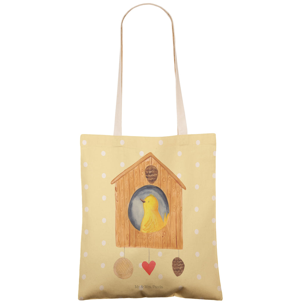 Einkaufstasche Vogelhaus Tragetasche, Tasche, Beutel, Stofftasche, Baumwolltasche, Umhängetasche, Shopper, Tiermotive, Gute Laune, lustige Sprüche, Tiere, Vogel, Vögel, Vogelhaus, Vogelhäuschen, Home sweet home, Zuhause, Nest, Eigenheim, Familie, Wohnung, Haus, unser Haus, Lieblingsort, Castle
