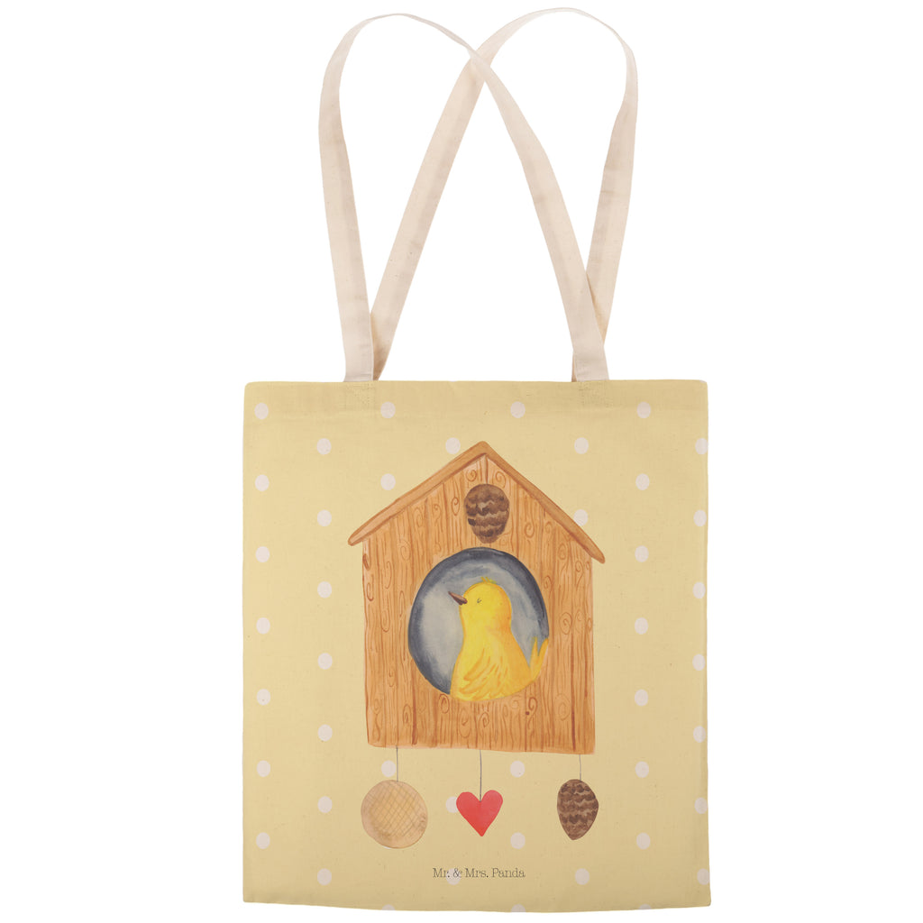 Einkaufstasche Vogelhaus Tragetasche, Tasche, Beutel, Stofftasche, Baumwolltasche, Umhängetasche, Shopper, Tiermotive, Gute Laune, lustige Sprüche, Tiere, Vogel, Vögel, Vogelhaus, Vogelhäuschen, Home sweet home, Zuhause, Nest, Eigenheim, Familie, Wohnung, Haus, unser Haus, Lieblingsort, Castle