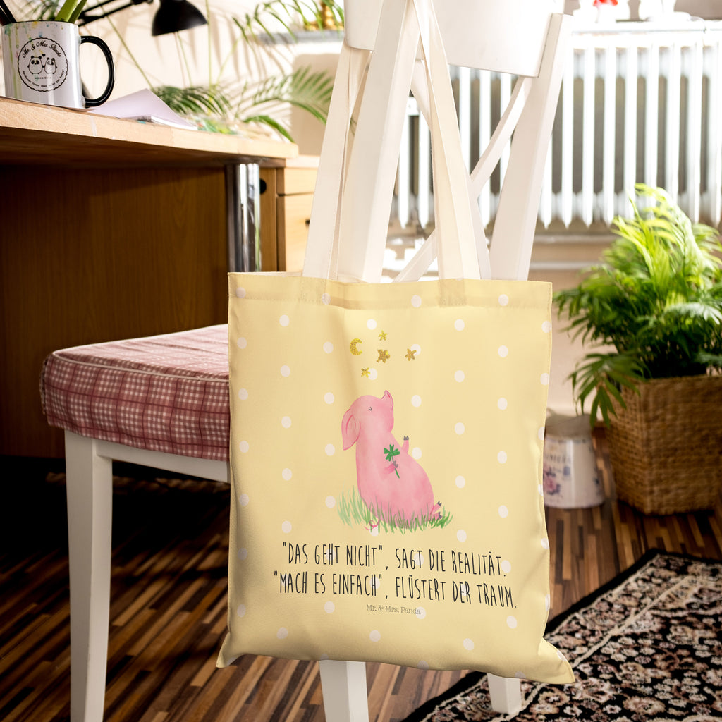 Einkaufstasche Glücksschwein Tragetasche, Tasche, Beutel, Stofftasche, Baumwolltasche, Umhängetasche, Shopper, Tiermotive, Gute Laune, lustige Sprüche, Tiere, Glücksschwein. Glück, Schwein, Schweinchen, Sterne, Sernchen, Ziele, Träume, Motivation, Glücksbringer