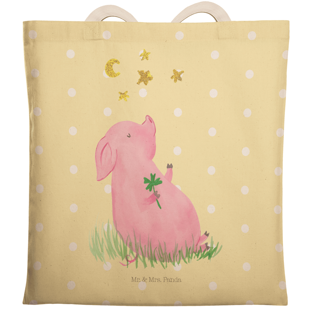 Einkaufstasche Glücksschwein Tragetasche, Tasche, Beutel, Stofftasche, Baumwolltasche, Umhängetasche, Shopper, Tiermotive, Gute Laune, lustige Sprüche, Tiere, Glücksschwein. Glück, Schwein, Schweinchen, Sterne, Sernchen, Ziele, Träume, Motivation, Glücksbringer