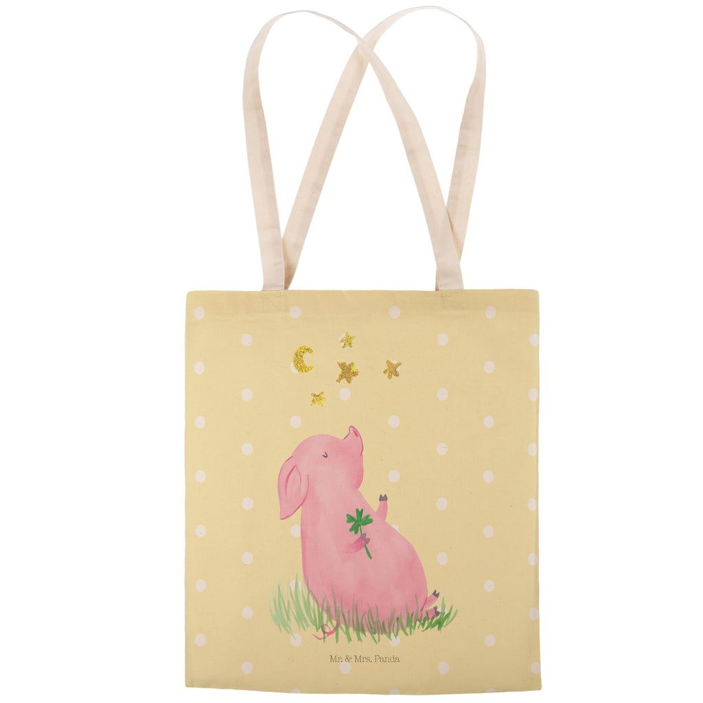 Einkaufstasche Glücksschwein Tragetasche, Tasche, Beutel, Stofftasche, Baumwolltasche, Umhängetasche, Shopper, Tiermotive, Gute Laune, lustige Sprüche, Tiere, Glücksschwein. Glück, Schwein, Schweinchen, Sterne, Sernchen, Ziele, Träume, Motivation, Glücksbringer