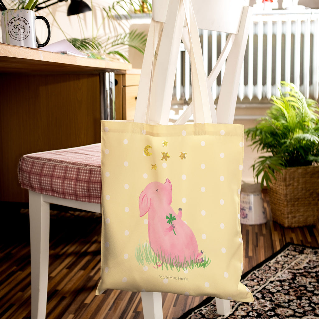 Einkaufstasche Glücksschwein Tragetasche, Tasche, Beutel, Stofftasche, Baumwolltasche, Umhängetasche, Shopper, Tiermotive, Gute Laune, lustige Sprüche, Tiere, Glücksschwein. Glück, Schwein, Schweinchen, Sterne, Sernchen, Ziele, Träume, Motivation, Glücksbringer