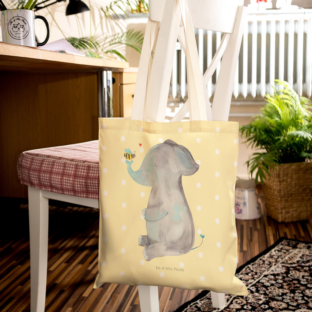 Einkaufstasche Elefant & Biene Tragetasche, Tasche, Beutel, Stofftasche, Baumwolltasche, Umhängetasche, Shopper, Tiermotive, Gute Laune, lustige Sprüche, Tiere, Elefant, Biene, Liebe, Liebesbeweis, Jahrestag, Liebesgeschenk, Heiratsantrag, Hochzeitsgeschenk, Liebesspruch
