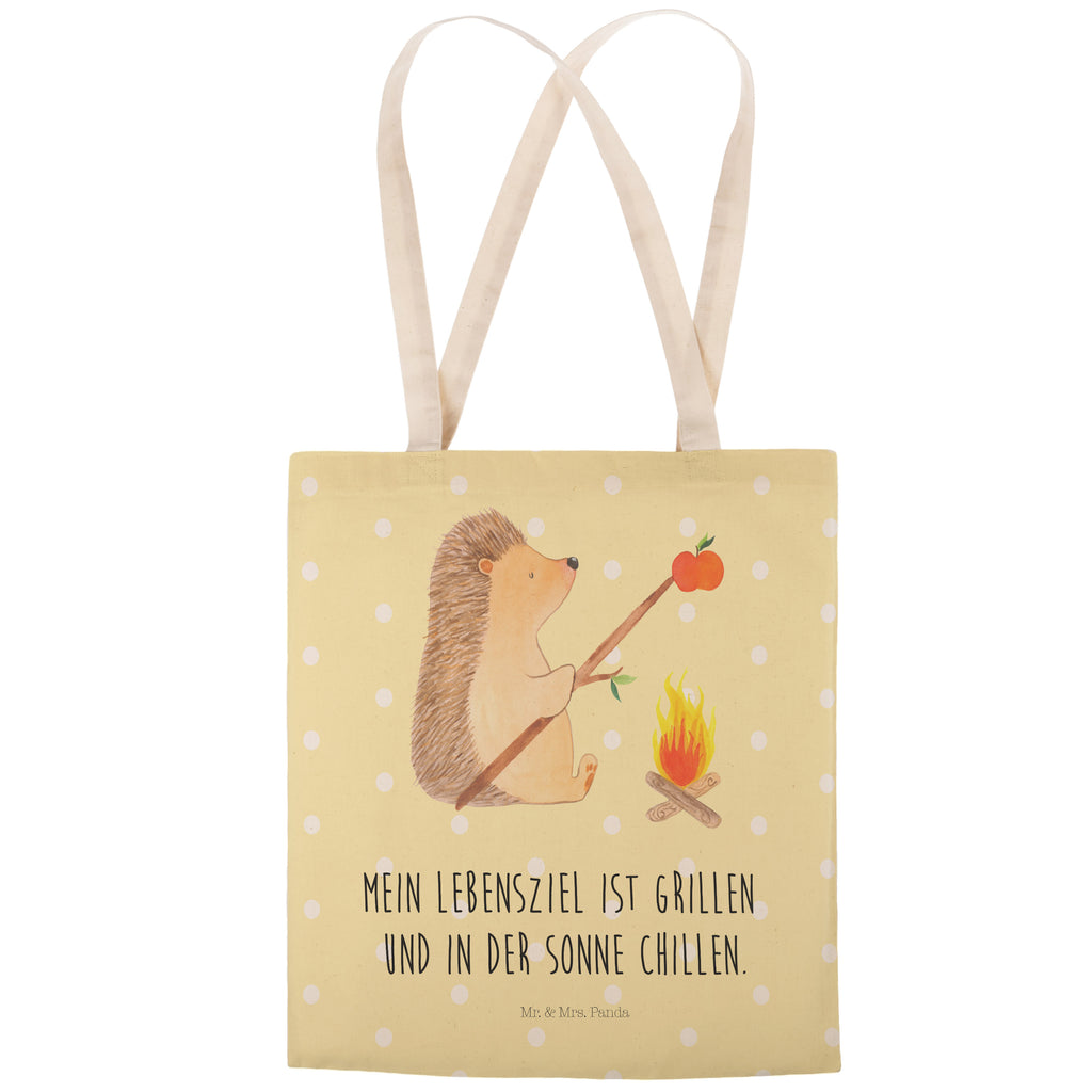 Einkaufstasche Igel grillt Tragetasche, Tasche, Beutel, Stofftasche, Baumwolltasche, Umhängetasche, Shopper, Tiermotive, Gute Laune, lustige Sprüche, Tiere, Igel, Grillen, Ziele, Motivation, arbeitslos, Sinn des Lebens, Spruch