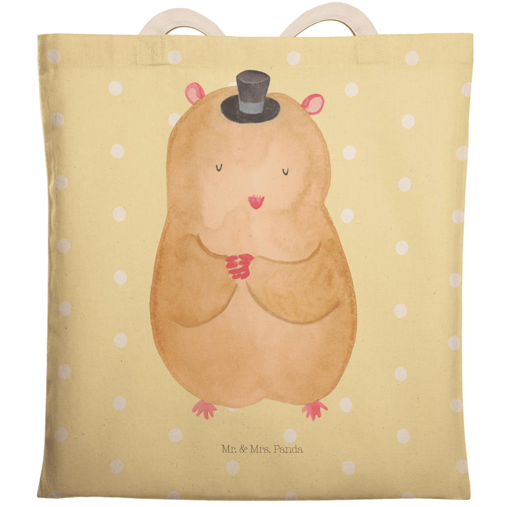 Einkaufstasche Hamster mit Hut Tragetasche, Tasche, Beutel, Stofftasche, Baumwolltasche, Umhängetasche, Shopper, Tiermotive, Gute Laune, lustige Sprüche, Tiere, Hamster, Hut, Magier, Zylinder, Zwerghamster, Zauberer, Houdini