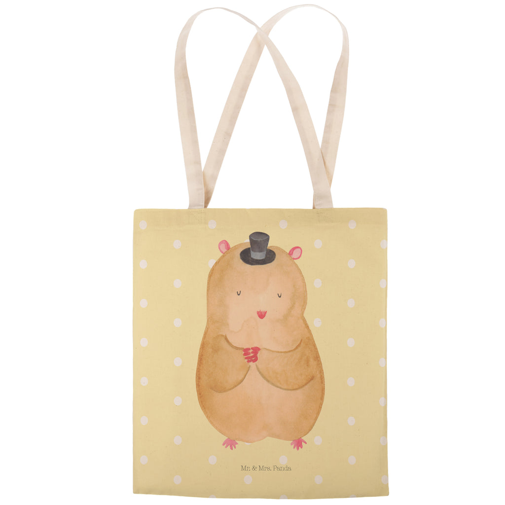 Einkaufstasche Hamster mit Hut Tragetasche, Tasche, Beutel, Stofftasche, Baumwolltasche, Umhängetasche, Shopper, Tiermotive, Gute Laune, lustige Sprüche, Tiere, Hamster, Hut, Magier, Zylinder, Zwerghamster, Zauberer, Houdini