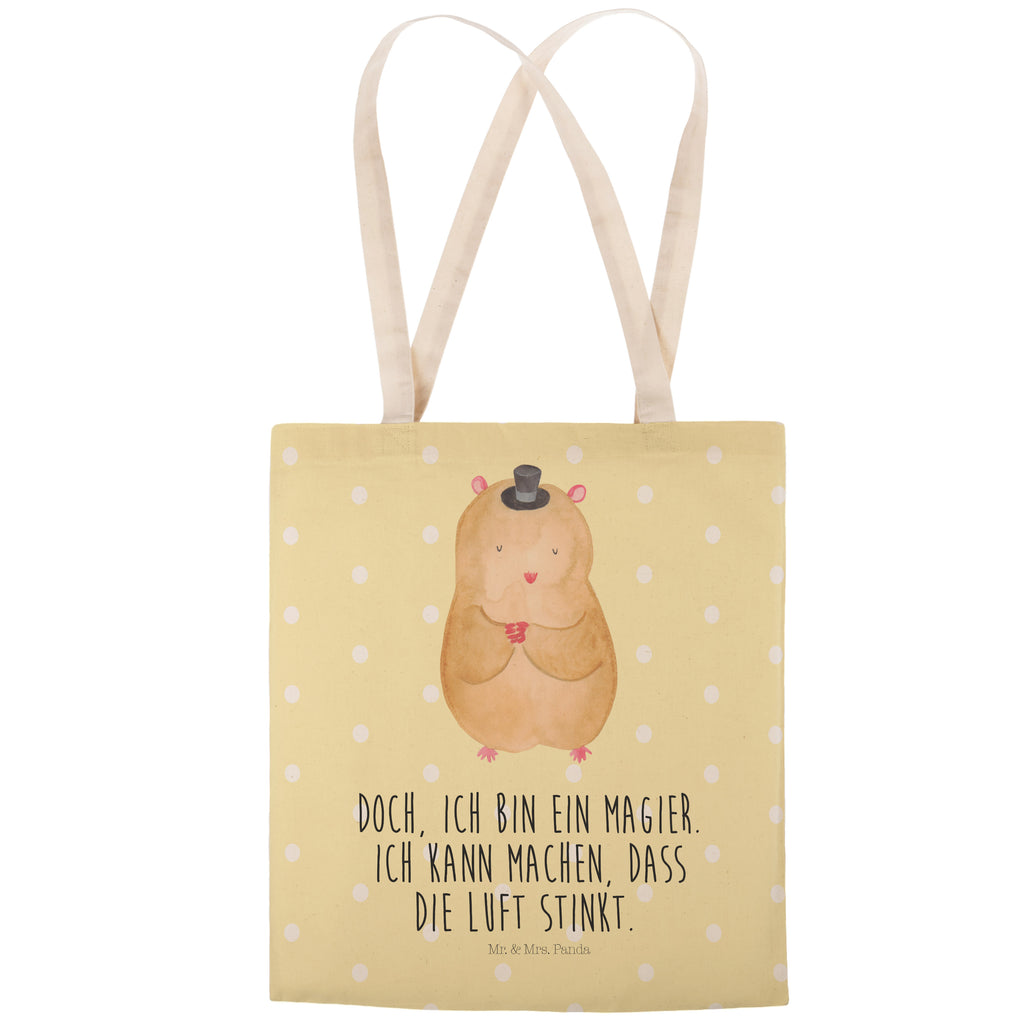 Einkaufstasche Hamster mit Hut Tragetasche, Tasche, Beutel, Stofftasche, Baumwolltasche, Umhängetasche, Shopper, Tiermotive, Gute Laune, lustige Sprüche, Tiere, Hamster, Hut, Magier, Zylinder, Zwerghamster, Zauberer, Houdini