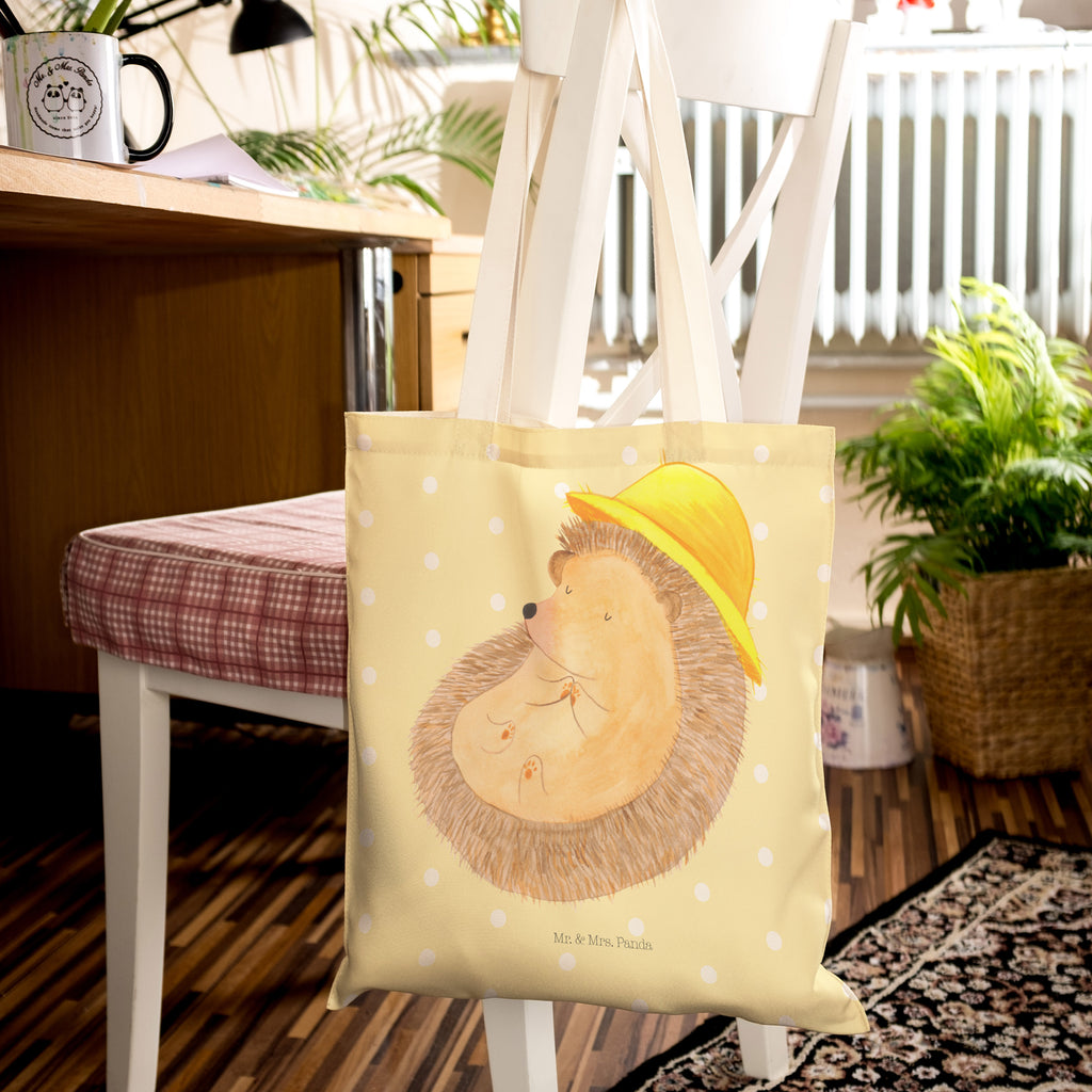Einkaufstasche Igel betet Tragetasche, Tasche, Beutel, Stofftasche, Baumwolltasche, Umhängetasche, Shopper, Tiermotive, Gute Laune, lustige Sprüche, Tiere, Igel, Igel mit Hut, Sonnenhut, Gott, Amen, beten, Leben, Dankbarkeit, Dankbar sein, dankbar, genießen