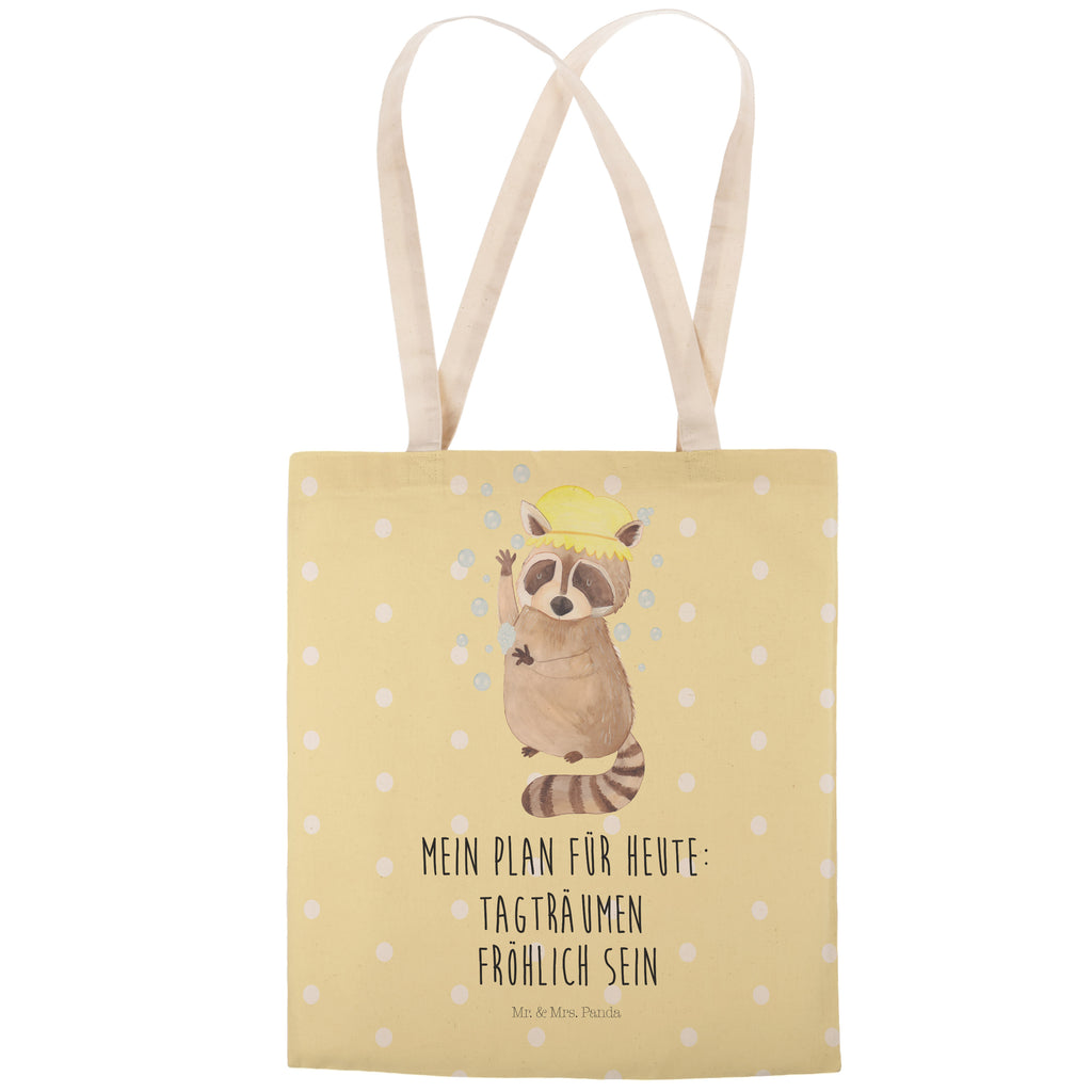Einkaufstasche Waschbär Tragetasche, Tasche, Beutel, Stofftasche, Baumwolltasche, Umhängetasche, Shopper, Tiermotive, Gute Laune, lustige Sprüche, Tiere, Waschbär, Tagträumen, Plan, Fröhlich, waschen, Seifenblasen