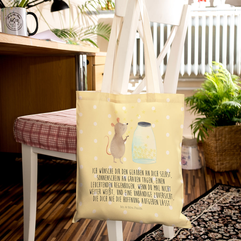 Einkaufstasche Maus Sterne Tragetasche, Tasche, Beutel, Stofftasche, Baumwolltasche, Umhängetasche, Shopper, Tiermotive, Gute Laune, lustige Sprüche, Tiere, Maus, Sterne, Wunsch, Kind, Taufe, Taufgeschenk, Geburt, Schwangerschaft, erstes Kind, Kindergeburtstag, Geburtstag, Hoffnung, Träume