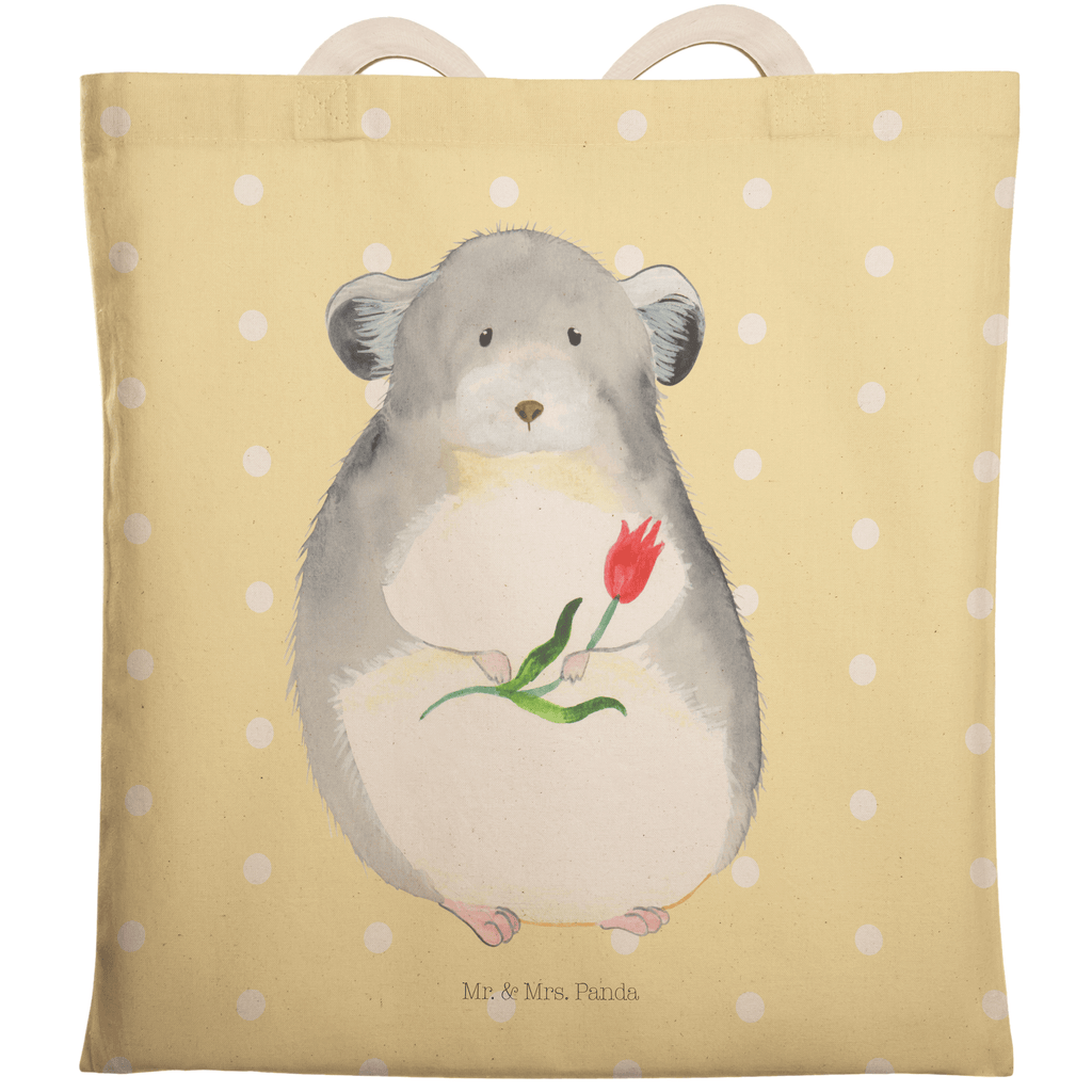 Einkaufstasche Chinchilla mit Blume Tragetasche, Tasche, Beutel, Stofftasche, Baumwolltasche, Umhängetasche, Shopper, Tiermotive, Gute Laune, lustige Sprüche, Tiere, Chinchilla, Chinchillas, Liebeskummer, Kummer, Depressionen, traurig sein, Chaos, Glücklichsein, Büro, Büroalltag