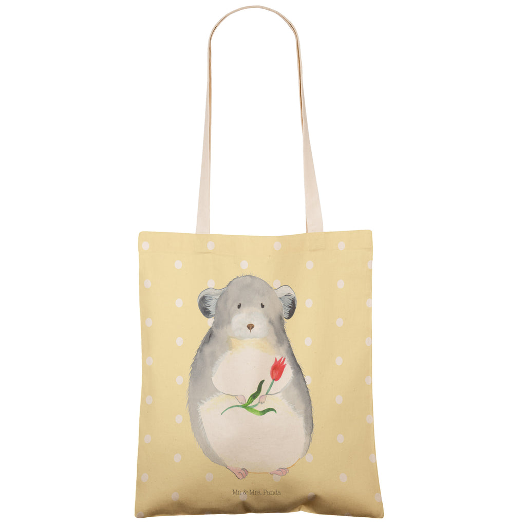 Einkaufstasche Chinchilla mit Blume Tragetasche, Tasche, Beutel, Stofftasche, Baumwolltasche, Umhängetasche, Shopper, Tiermotive, Gute Laune, lustige Sprüche, Tiere, Chinchilla, Chinchillas, Liebeskummer, Kummer, Depressionen, traurig sein, Chaos, Glücklichsein, Büro, Büroalltag
