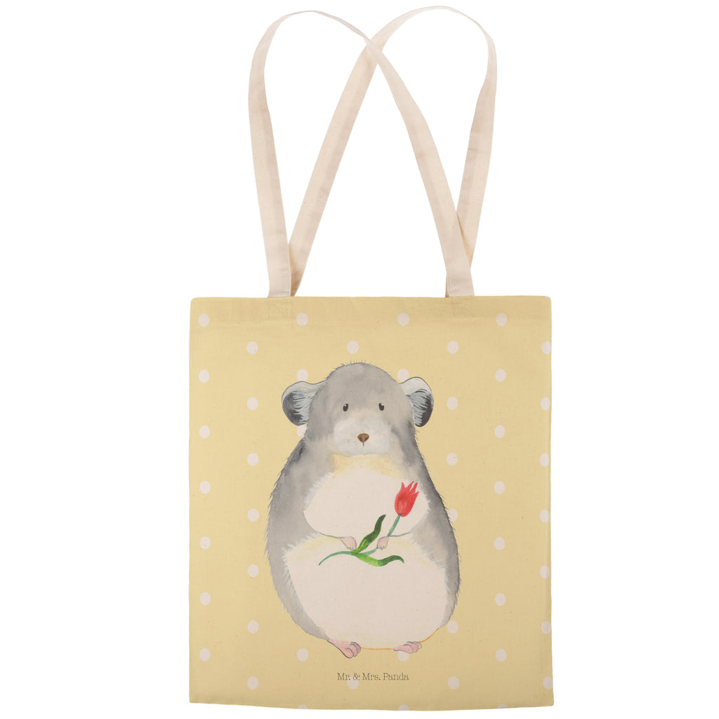 Einkaufstasche Chinchilla mit Blume Tragetasche, Tasche, Beutel, Stofftasche, Baumwolltasche, Umhängetasche, Shopper, Tiermotive, Gute Laune, lustige Sprüche, Tiere, Chinchilla, Chinchillas, Liebeskummer, Kummer, Depressionen, traurig sein, Chaos, Glücklichsein, Büro, Büroalltag