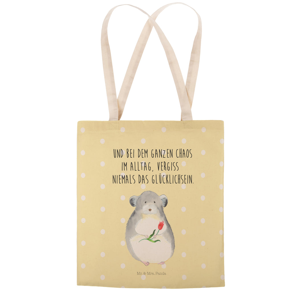 Einkaufstasche Chinchilla mit Blume Tragetasche, Tasche, Beutel, Stofftasche, Baumwolltasche, Umhängetasche, Shopper, Tiermotive, Gute Laune, lustige Sprüche, Tiere, Chinchilla, Chinchillas, Liebeskummer, Kummer, Depressionen, traurig sein, Chaos, Glücklichsein, Büro, Büroalltag