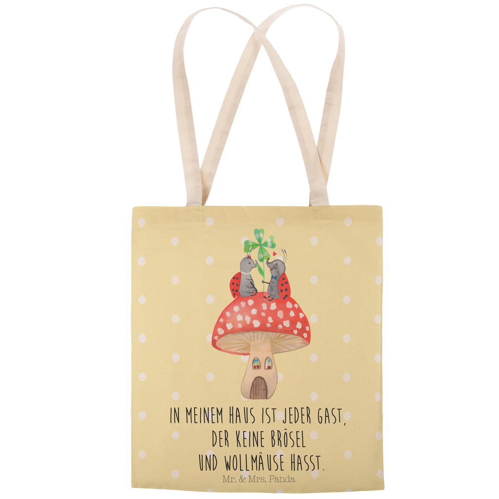 Einkaufstasche Marienkäfer Paar Fliegenpilz Tragetasche, Tasche, Beutel, Stofftasche, Baumwolltasche, Umhängetasche, Shopper, Tiermotive, Gute Laune, lustige Sprüche, Tiere, Haus, Wohnung, zuhause, Fliegenpilz, Marienkäfer, Fleigenpilzhaus
