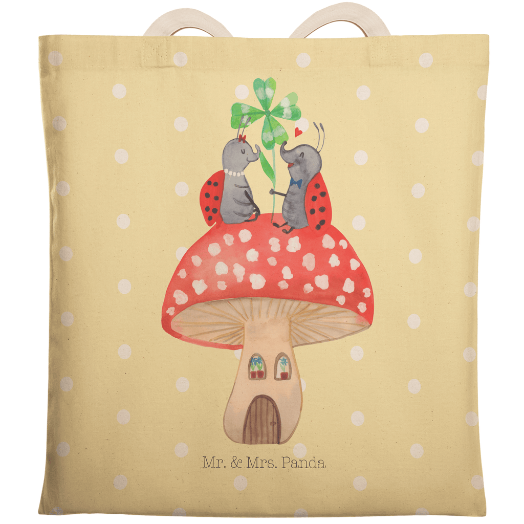 Einkaufstasche Marienkäfer Paar Fliegenpilz Tragetasche, Tasche, Beutel, Stofftasche, Baumwolltasche, Umhängetasche, Shopper, Tiermotive, Gute Laune, lustige Sprüche, Tiere, Haus, Wohnung, zuhause, Fliegenpilz, Marienkäfer, Fleigenpilzhaus