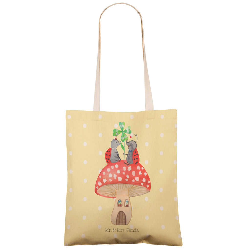 Einkaufstasche Marienkäfer Paar Fliegenpilz Tragetasche, Tasche, Beutel, Stofftasche, Baumwolltasche, Umhängetasche, Shopper, Tiermotive, Gute Laune, lustige Sprüche, Tiere, Haus, Wohnung, zuhause, Fliegenpilz, Marienkäfer, Fleigenpilzhaus