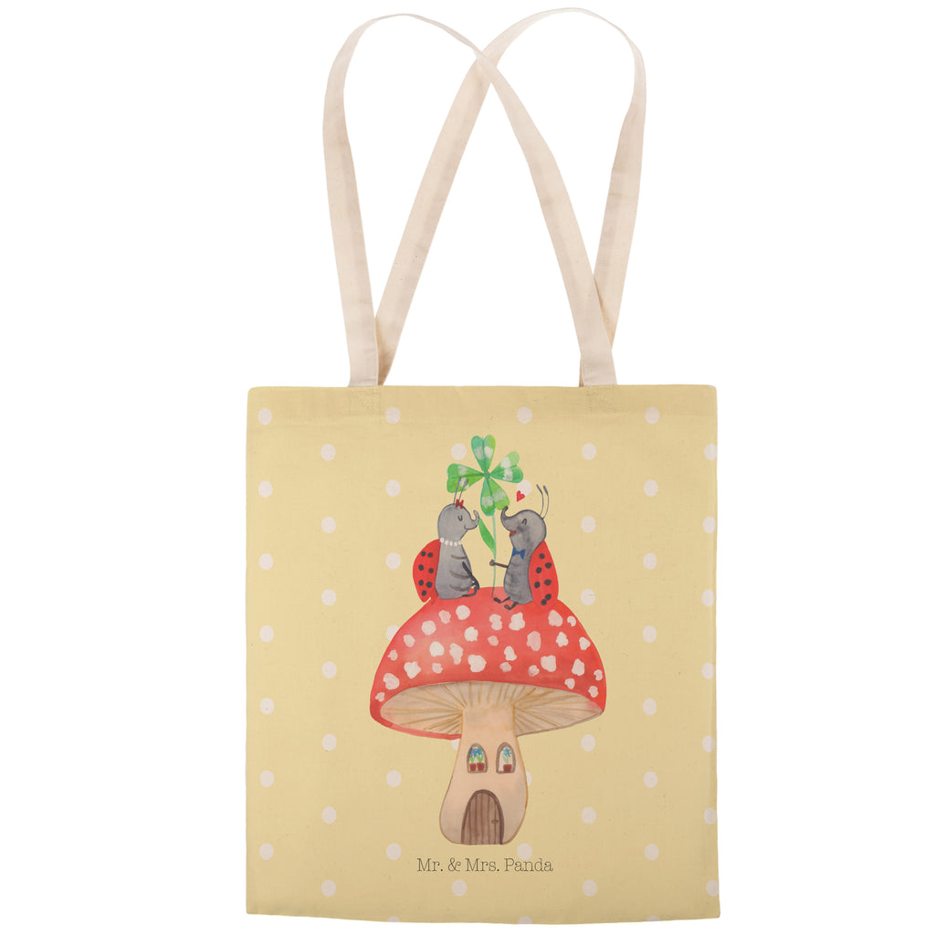 Einkaufstasche Marienkäfer Paar Fliegenpilz Tragetasche, Tasche, Beutel, Stofftasche, Baumwolltasche, Umhängetasche, Shopper, Tiermotive, Gute Laune, lustige Sprüche, Tiere, Haus, Wohnung, zuhause, Fliegenpilz, Marienkäfer, Fleigenpilzhaus