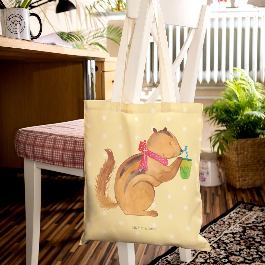 Einkaufstasche Eichhörnchen Smoothie Tragetasche, Tasche, Beutel, Stofftasche, Baumwolltasche, Umhängetasche, Shopper, Tiermotive, Gute Laune, lustige Sprüche, Tiere, Green Smoothies, Diät, Abnehmen, Streifenhörnchen, Eichhörnchen