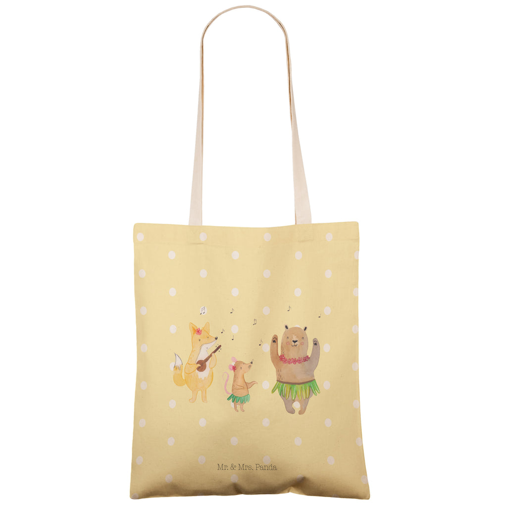 Einkaufstasche Waldtiere Aloha Tragetasche, Tasche, Beutel, Stofftasche, Baumwolltasche, Umhängetasche, Shopper, Tiermotive, Gute Laune, lustige Sprüche, Tiere, Wald, Waldtiere, Musik, Aloha, Bär, Hase, Igel, Tanzen, Leben, Lachen
