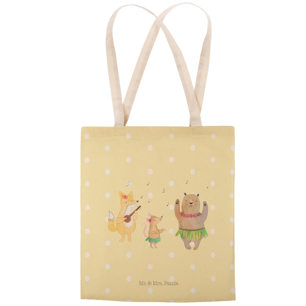 Einkaufstasche Waldtiere Aloha Tragetasche, Tasche, Beutel, Stofftasche, Baumwolltasche, Umhängetasche, Shopper, Tiermotive, Gute Laune, lustige Sprüche, Tiere, Wald, Waldtiere, Musik, Aloha, Bär, Hase, Igel, Tanzen, Leben, Lachen