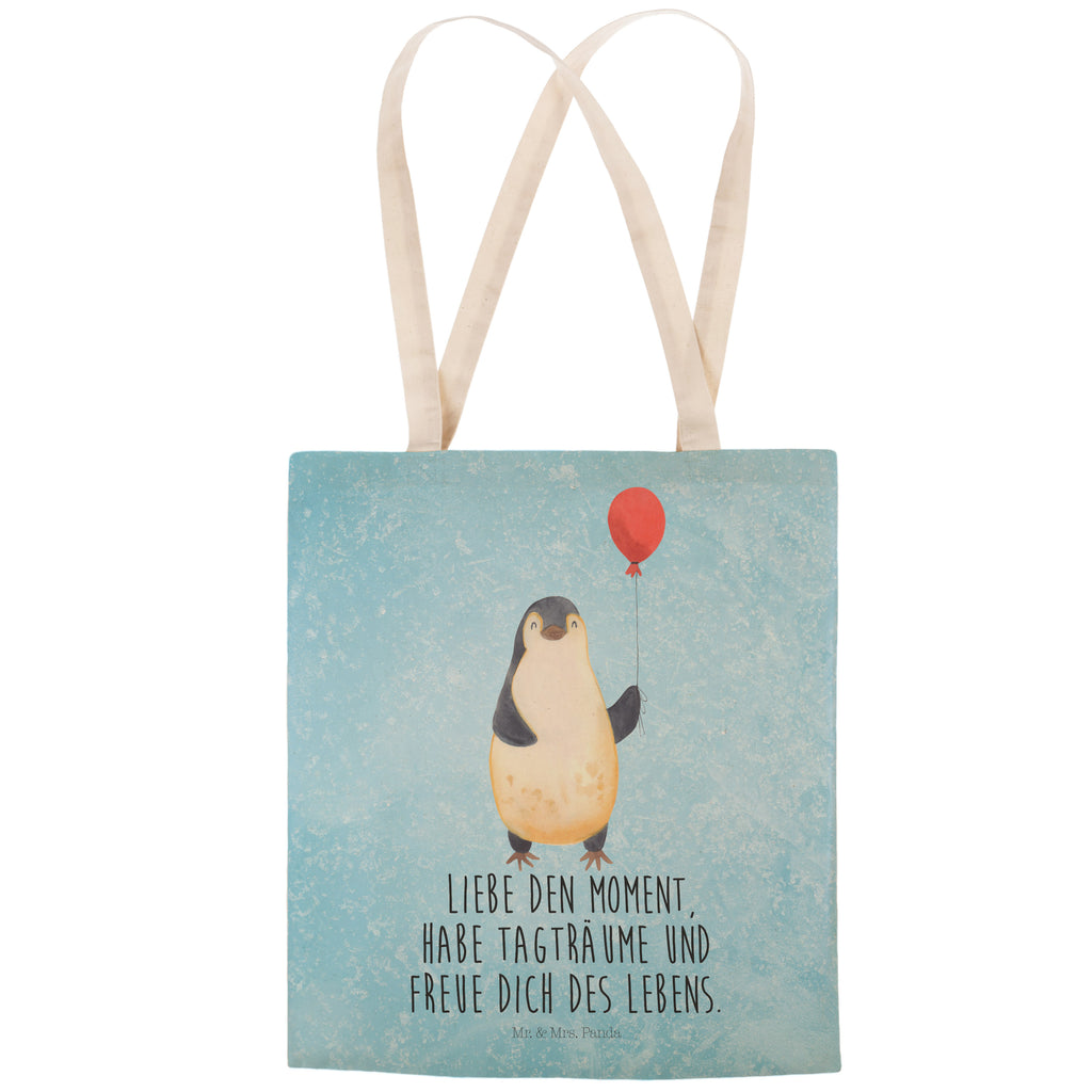 Einkaufstasche Pinguin Luftballon Tragetasche, Tasche, Beutel, Stofftasche, Baumwolltasche, Umhängetasche, Shopper, Pinguin, Pinguine, Luftballon, Tagträume, Lebenslust, Geschenk Freundin, Geschenkidee, beste Freundin, Motivation, Neustart, neues Leben, Liebe, Glück