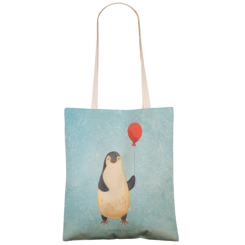 Einkaufstasche Pinguin Luftballon Tragetasche, Tasche, Beutel, Stofftasche, Baumwolltasche, Umhängetasche, Shopper, Pinguin, Pinguine, Luftballon, Tagträume, Lebenslust, Geschenk Freundin, Geschenkidee, beste Freundin, Motivation, Neustart, neues Leben, Liebe, Glück