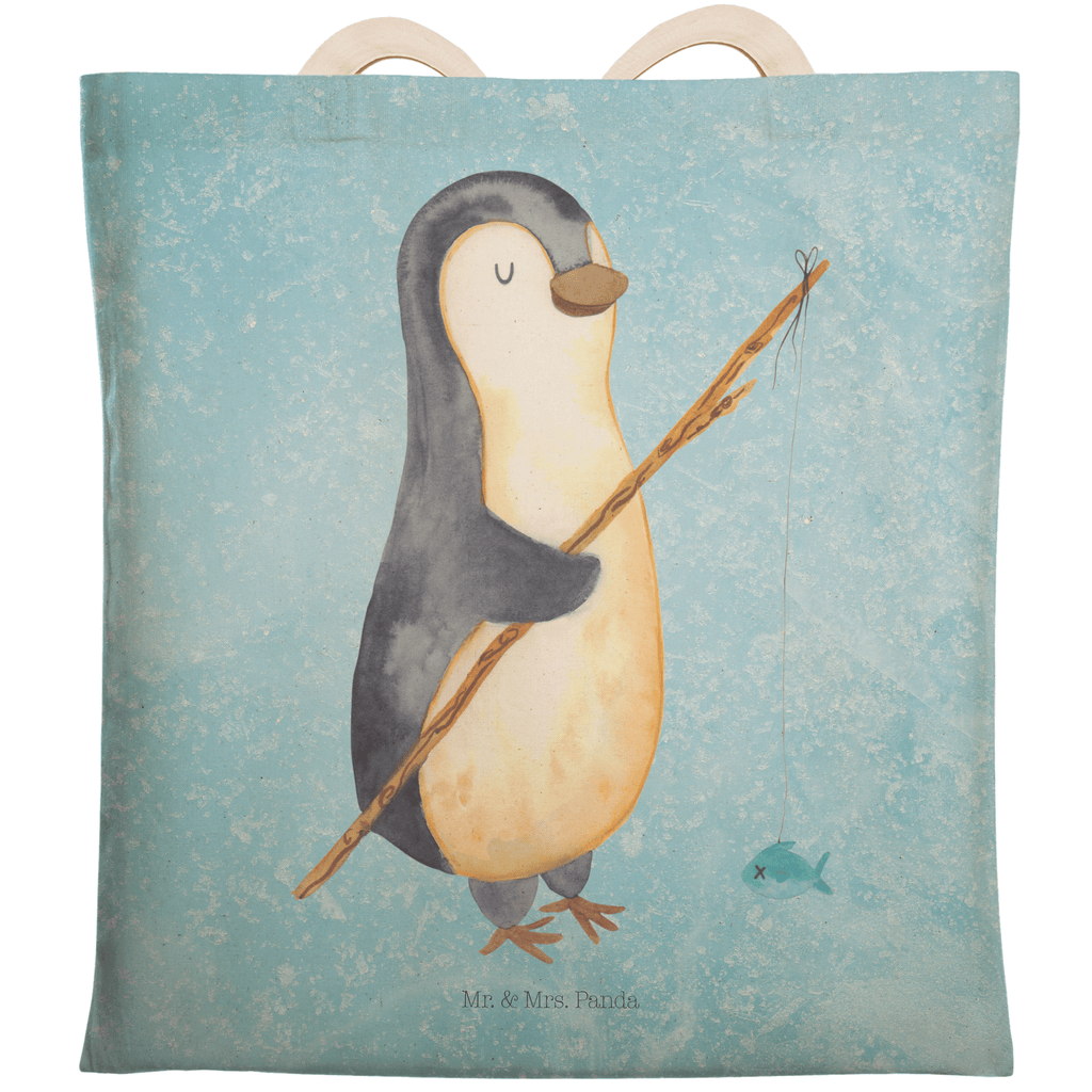 Einkaufstasche Pinguin Angler Tragetasche, Tasche, Beutel, Stofftasche, Baumwolltasche, Umhängetasche, Shopper, Pinguin, Pinguine, Angeln, Angler, Tagträume, Hobby, Plan, Planer, Tagesplan, Neustart, Motivation, Geschenk, Freundinnen, Geschenkidee, Urlaub, Wochenende