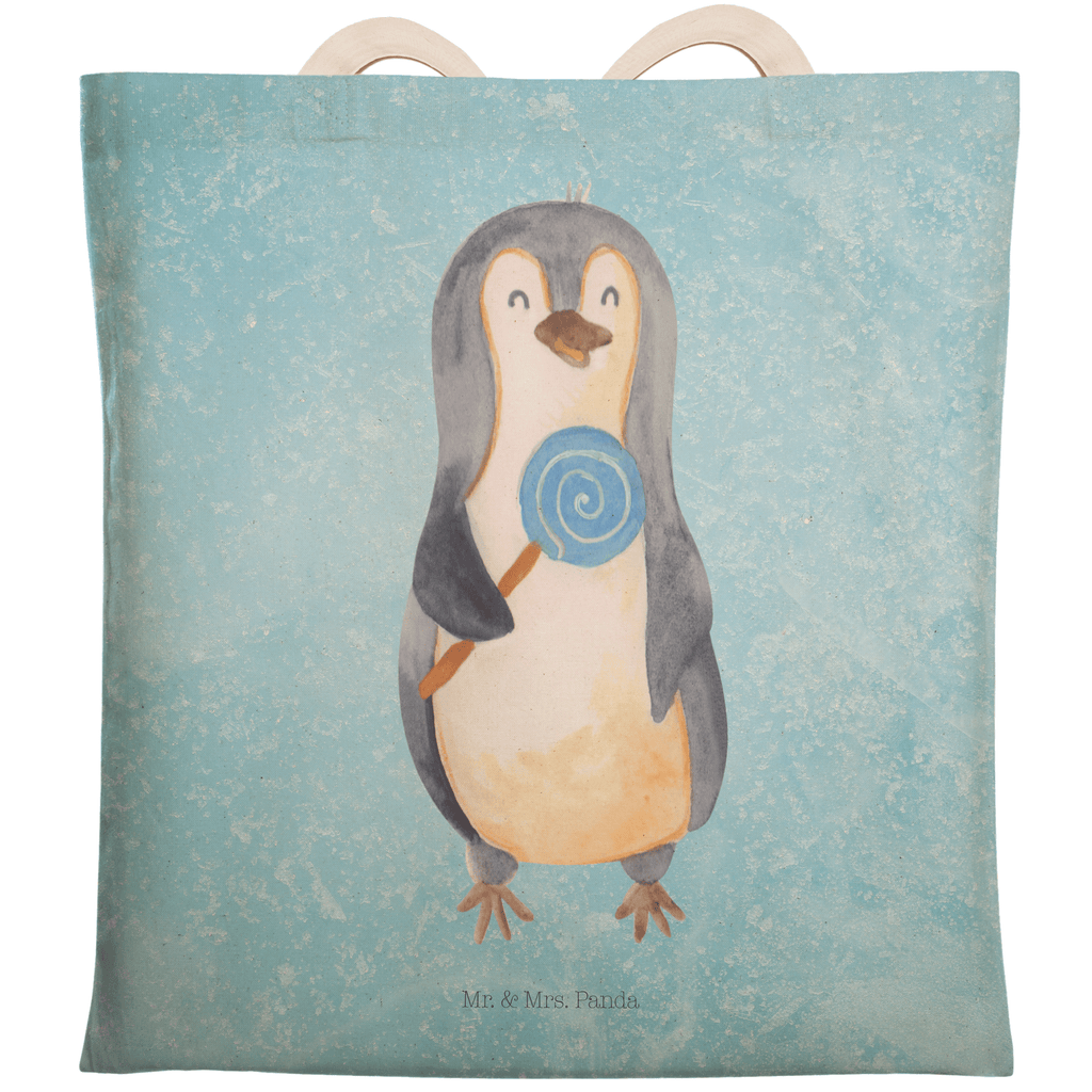 Einkaufstasche Pinguin Lolli Tragetasche, Tasche, Beutel, Stofftasche, Baumwolltasche, Umhängetasche, Shopper, Pinguin, Pinguine, Lolli, Süßigkeiten, Blödsinn, Spruch, Rebell, Gauner, Ganove, Rabauke