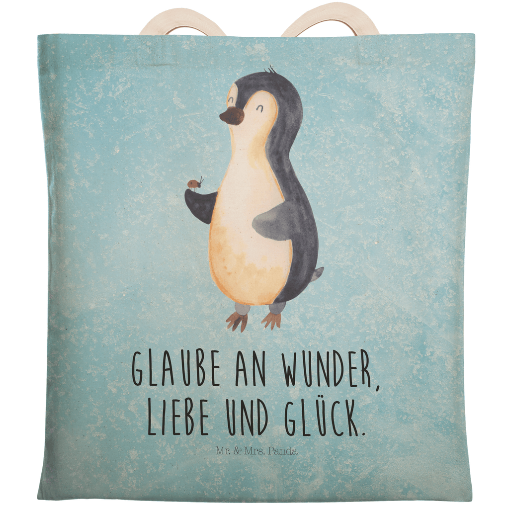 Einkaufstasche Pinguin Marienkäfer Tragetasche, Tasche, Beutel, Stofftasche, Baumwolltasche, Umhängetasche, Shopper, Pinguin, Pinguine, Marienkäfer, Liebe, Wunder, Glück, Freude, Lebensfreude