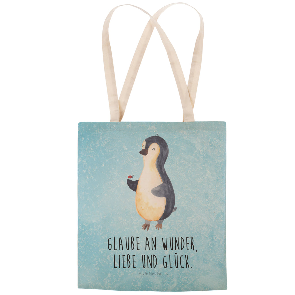 Einkaufstasche Pinguin Marienkäfer Tragetasche, Tasche, Beutel, Stofftasche, Baumwolltasche, Umhängetasche, Shopper, Pinguin, Pinguine, Marienkäfer, Liebe, Wunder, Glück, Freude, Lebensfreude