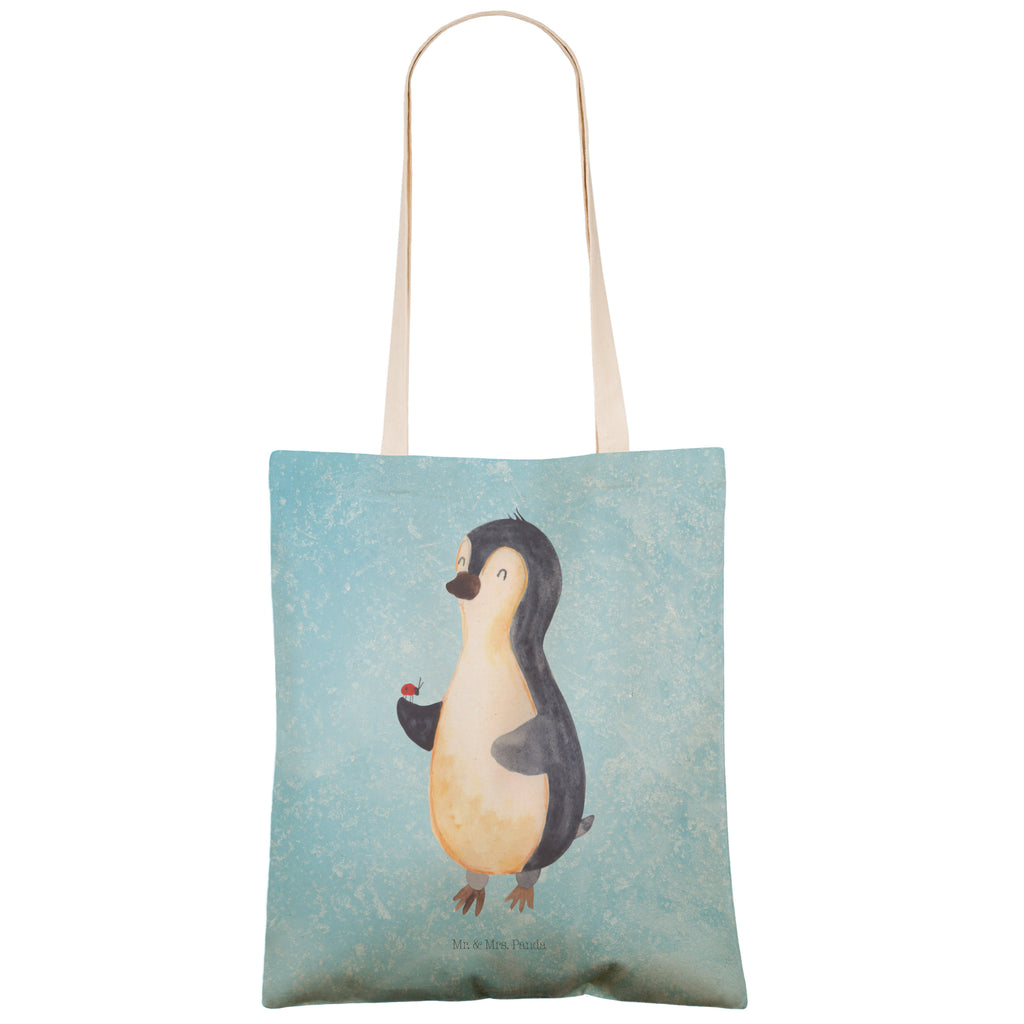 Einkaufstasche Pinguin Marienkäfer Tragetasche, Tasche, Beutel, Stofftasche, Baumwolltasche, Umhängetasche, Shopper, Pinguin, Pinguine, Marienkäfer, Liebe, Wunder, Glück, Freude, Lebensfreude