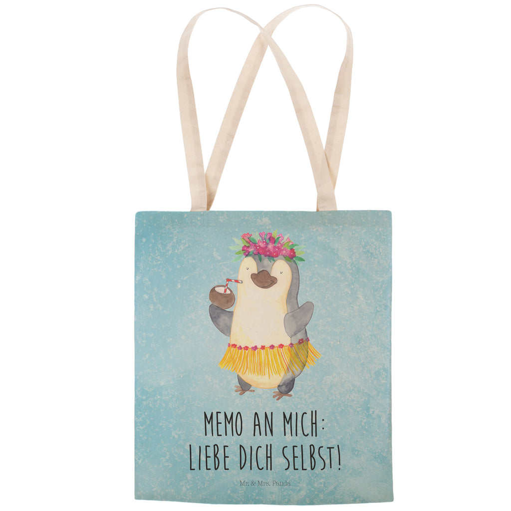 Einkaufstasche Pinguin Kokosnuss Tragetasche, Tasche, Beutel, Stofftasche, Baumwolltasche, Umhängetasche, Shopper, Pinguin, Aloha, Hawaii, Urlaub, Kokosnuss, Pinguine