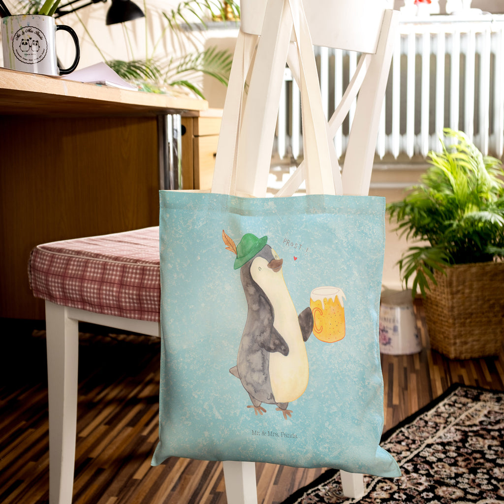 Einkaufstasche Pinguin Bier Tragetasche, Tasche, Beutel, Stofftasche, Baumwolltasche, Umhängetasche, Shopper, Pinguin, Pinguine, Bier, Oktoberfest