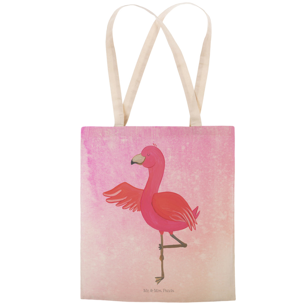Einkaufstasche Flamingo Yoga Tragetasche, Tasche, Beutel, Stofftasche, Baumwolltasche, Umhängetasche, Shopper, Flamingo, Vogel, Yoga, Namaste, Achtsamkeit, Yoga-Übung, Entspannung, Ärger, Aufregen, Tiefenentspannung
