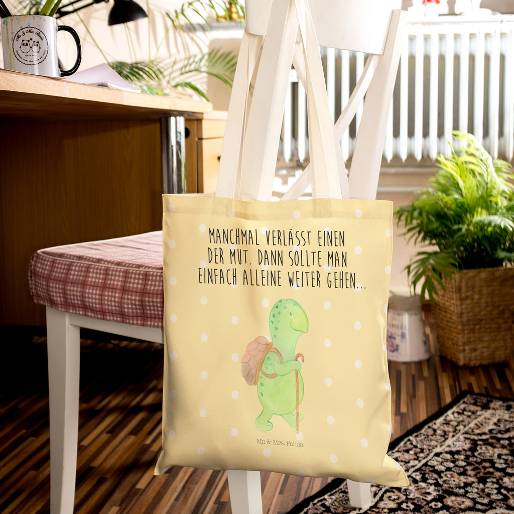 Einkaufstasche Schildkröte Wanderer Tragetasche, Tasche, Beutel, Stofftasche, Baumwolltasche, Umhängetasche, Shopper, Schildkröte, Schildkröten, Motivation, Motivationsspruch, Motivationssprüche, Neuanfang