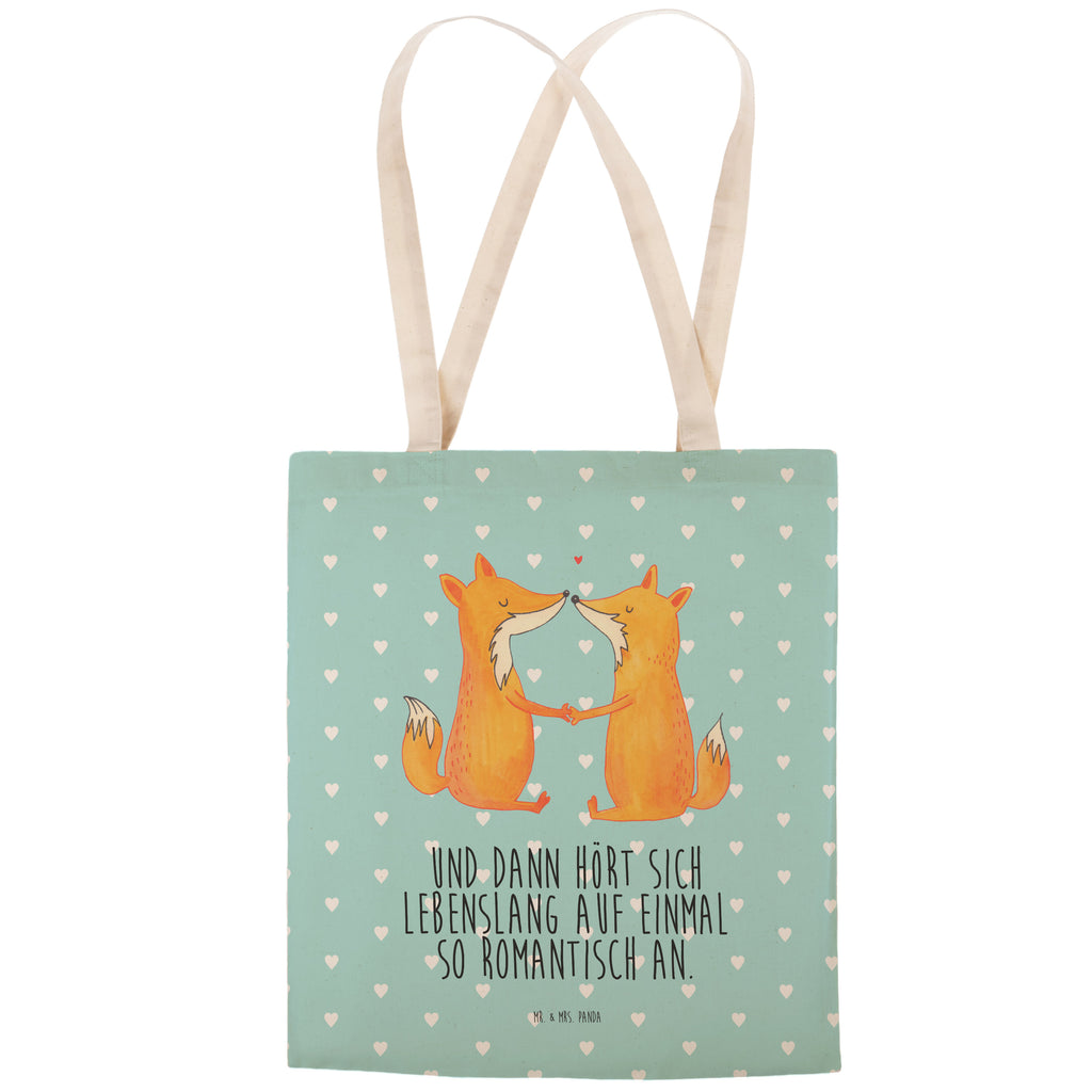Einkaufstasche Füchse Liebe Tragetasche, Tasche, Beutel, Stofftasche, Baumwolltasche, Umhängetasche, Shopper, Fuchs, Füchse, Fox, Liebe, Liebespaar, Paar, Partner, Freundin, Freund, Ehe, Verlobte, Ehemann, Ehefrau, Liebesbeweis