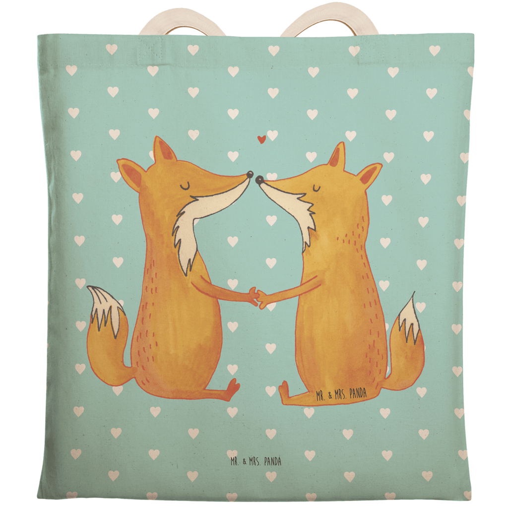 Einkaufstasche Füchse Liebe Tragetasche, Tasche, Beutel, Stofftasche, Baumwolltasche, Umhängetasche, Shopper, Fuchs, Füchse, Fox, Liebe, Liebespaar, Paar, Partner, Freundin, Freund, Ehe, Verlobte, Ehemann, Ehefrau, Liebesbeweis