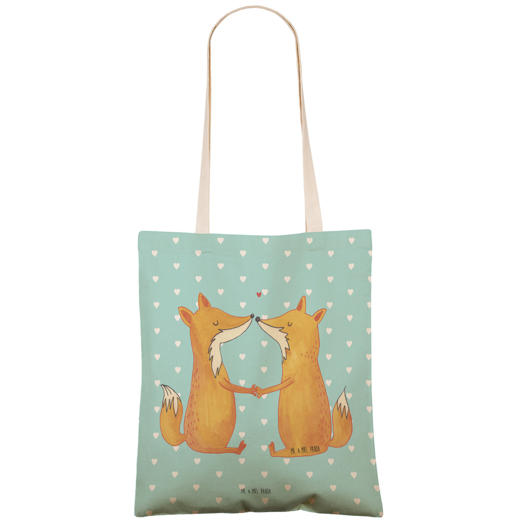 Einkaufstasche Füchse Liebe Tragetasche, Tasche, Beutel, Stofftasche, Baumwolltasche, Umhängetasche, Shopper, Fuchs, Füchse, Fox, Liebe, Liebespaar, Paar, Partner, Freundin, Freund, Ehe, Verlobte, Ehemann, Ehefrau, Liebesbeweis