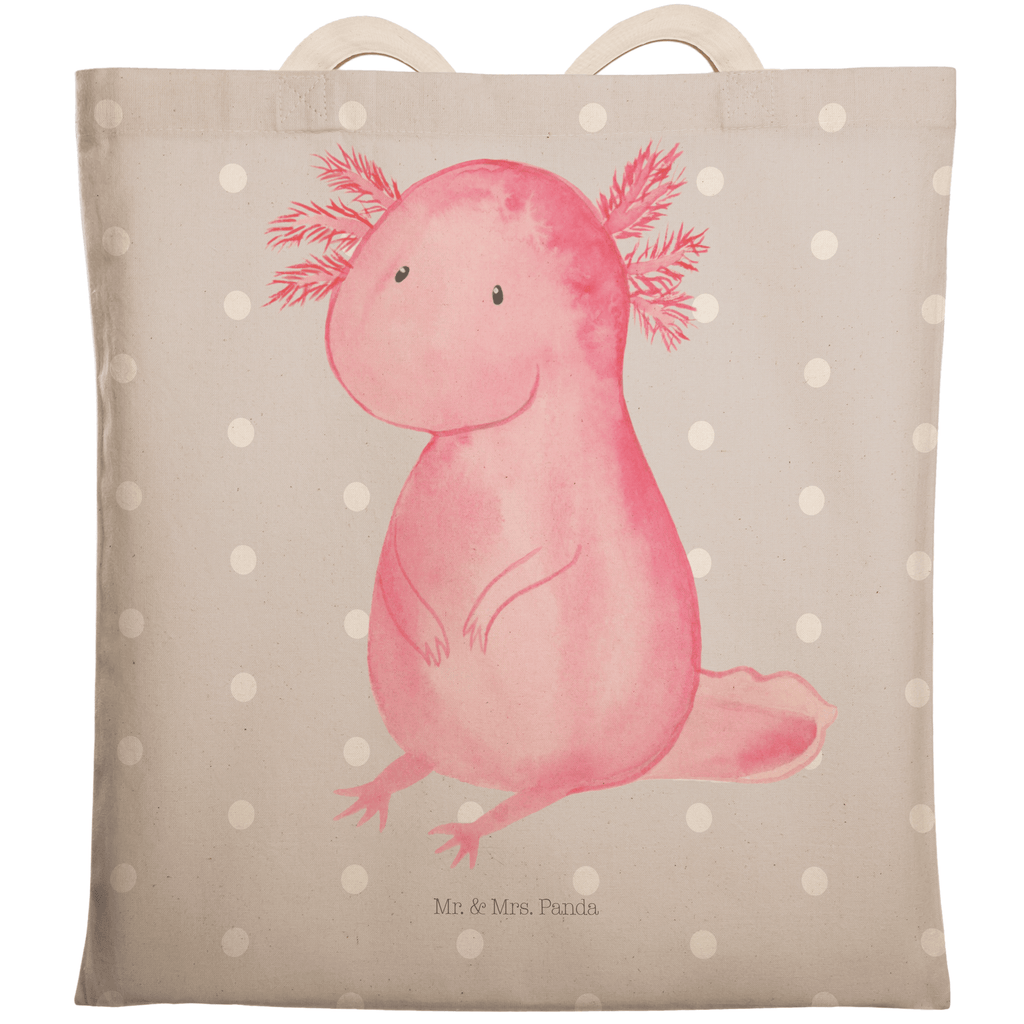 Einkaufstasche Axolotl Tragetasche, Tasche, Beutel, Stofftasche, Baumwolltasche, Umhängetasche, Shopper, Axolotl, Molch, Axolot, vergnügt, fröhlich, zufrieden, Lebensstil, Weisheit, Lebensweisheit, Liebe, Freundin