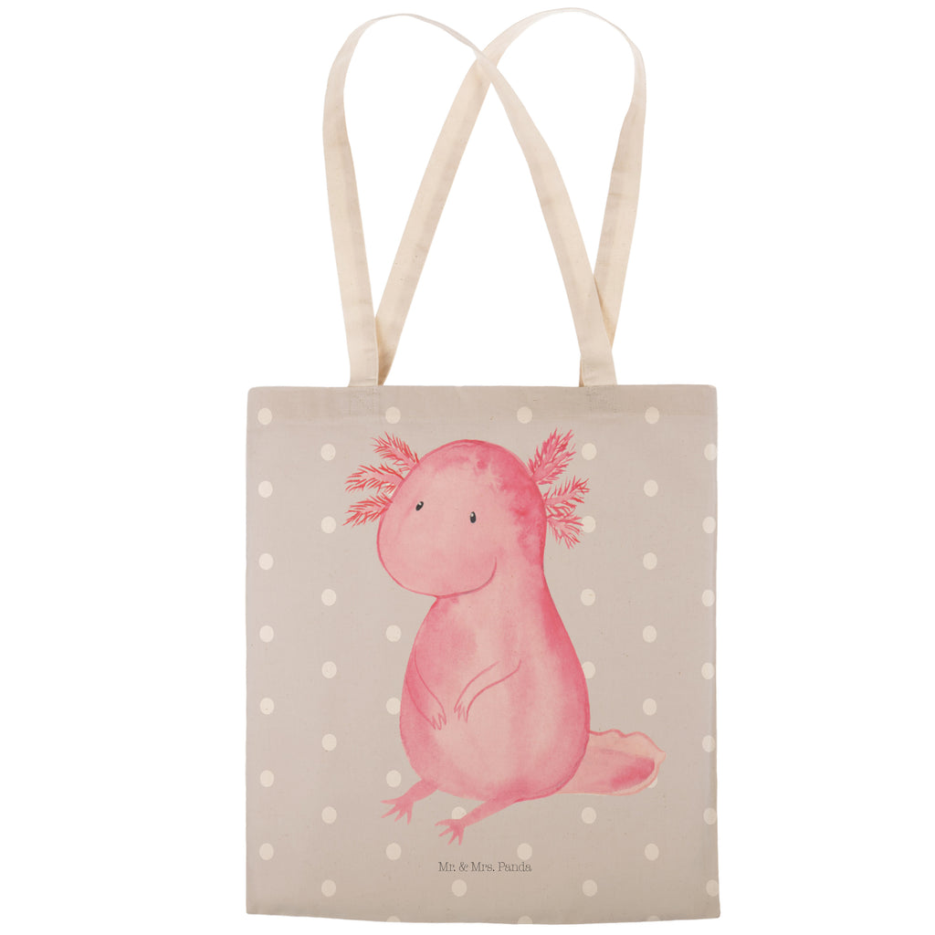 Einkaufstasche Axolotl Tragetasche, Tasche, Beutel, Stofftasche, Baumwolltasche, Umhängetasche, Shopper, Axolotl, Molch, Axolot, vergnügt, fröhlich, zufrieden, Lebensstil, Weisheit, Lebensweisheit, Liebe, Freundin