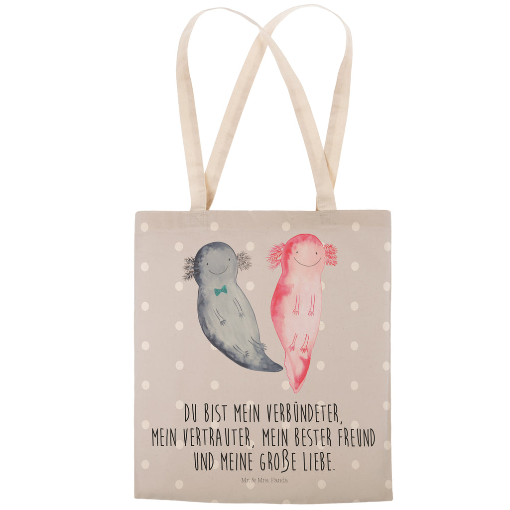 Einkaufstasche Axolotl Axel+Lotte Tragetasche, Tasche, Beutel, Stofftasche, Baumwolltasche, Umhängetasche, Shopper, Axolotl, Molch, Axolot, Schwanzlurch, Lurch, Lurche, Liebe, große Liebe, Liebesbeweis, Freund, Verlobter, Ehemann, Jahrestag, Valentinstag